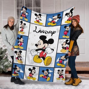 Personalized Mickey Mouse Blanket, Custom Name Baby Blanket, Cozy Fleece Blanket, Disney Gift, Cartoon Room Decor, Xmas, Baby Shower Gift