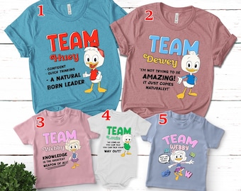 Disney DuckTales Characters Team Dewey, Huey, Louie & Webby Shirt, Disneyland Vacation Unisex Adult Kid Tee