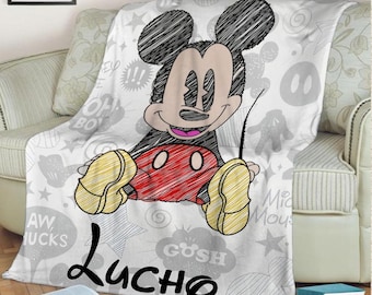 Personalized Mickey Mouse Blanket, Disney Mouse Character Blanket, Animated Character Fleece Blanket, Bedding Decor, Baby Shower Gift