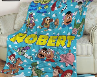 Personalized Disney Toy Story Blanket, Custom Name Pixar Toy Story Blanket, Buzz Lightyear Woody Jessica Rex Blanket, Birthday Blanket Gift