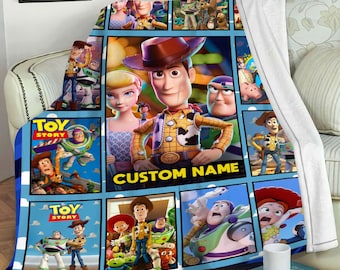 Personalized Disney Pixar Toy Story Blanket, Wdw Disneyland Woody Buzz Lightyear Jessie Velveteen Plush Blanket, Disney Birthday Girl Gifts