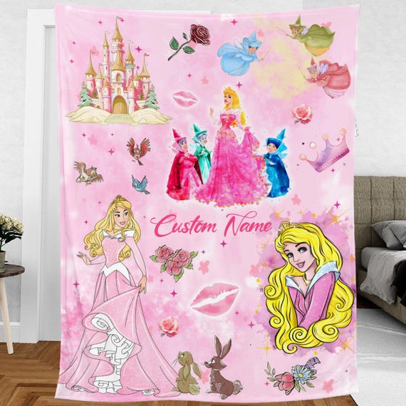 Personalized Disney Princess Aurora Blanket, Cute Disney Princess
