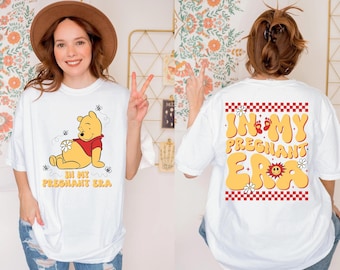 Camiseta Disney Winnie the Pooh en mi época de embarazo, camiseta Disney Booh Bear para embarazadas, camiseta para anunciar el embarazo y revelar la llegada del bebé.