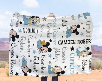 Personalized Disney Baby Mouse Fleece Blanket, Disney Mikey Baby Blanket, Disneyland Mouse Magic Kingdom, Birthday Boy, Christmas Gifts