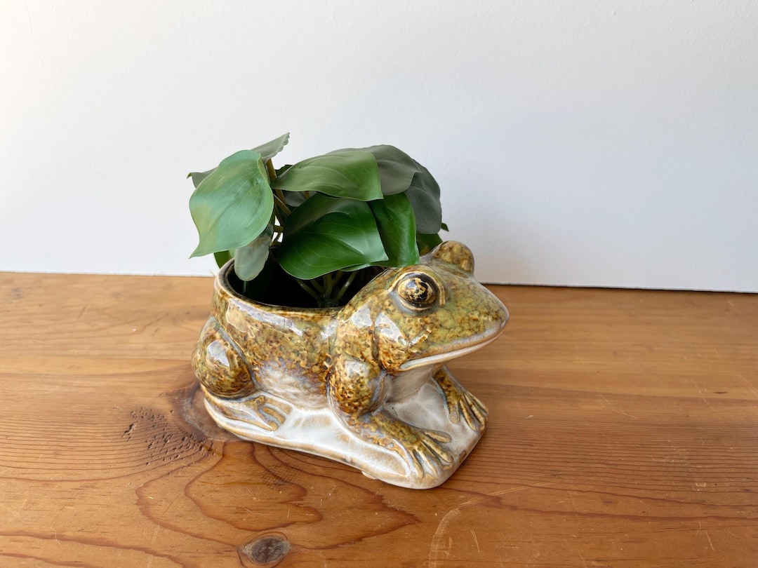 Vintage Frog Planter Pottery Flower Pot MCM Plant Holder 1070s Frog ...