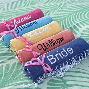 Personalized Turkish Beach Towel, Organic Cotton, Monogrammed Bridesmaid Gift