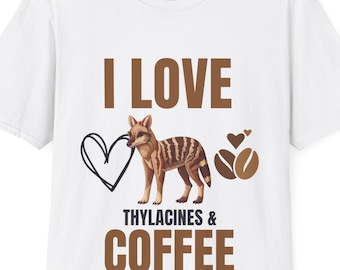 Thylacine & Coffee Graphic T-Shirt: Tasmanian Tiger Lover Gift