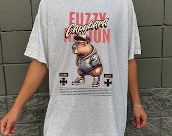 Trendy Capybara Shirt, Cute Capybara in Hoodie Tee, Animal Graphic T-shirt, Funny Capybara Shirt, Capybara Lover Gift, Hip Capybara Apparel