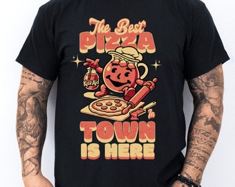 Vintage Kool-Aid Man Pizza T-shirt, Retro 80-talsgrafiktröja
