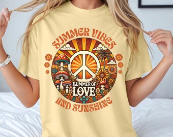 Floral Boho T-Shirt: Retro Summer Vibes, Sunshine Tee