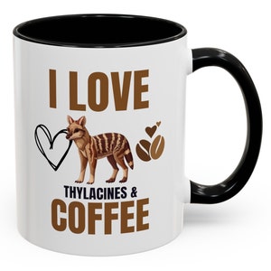 I Love Thylacines & Coffee Adorable Accent Coffee Mug (11, 15oz)