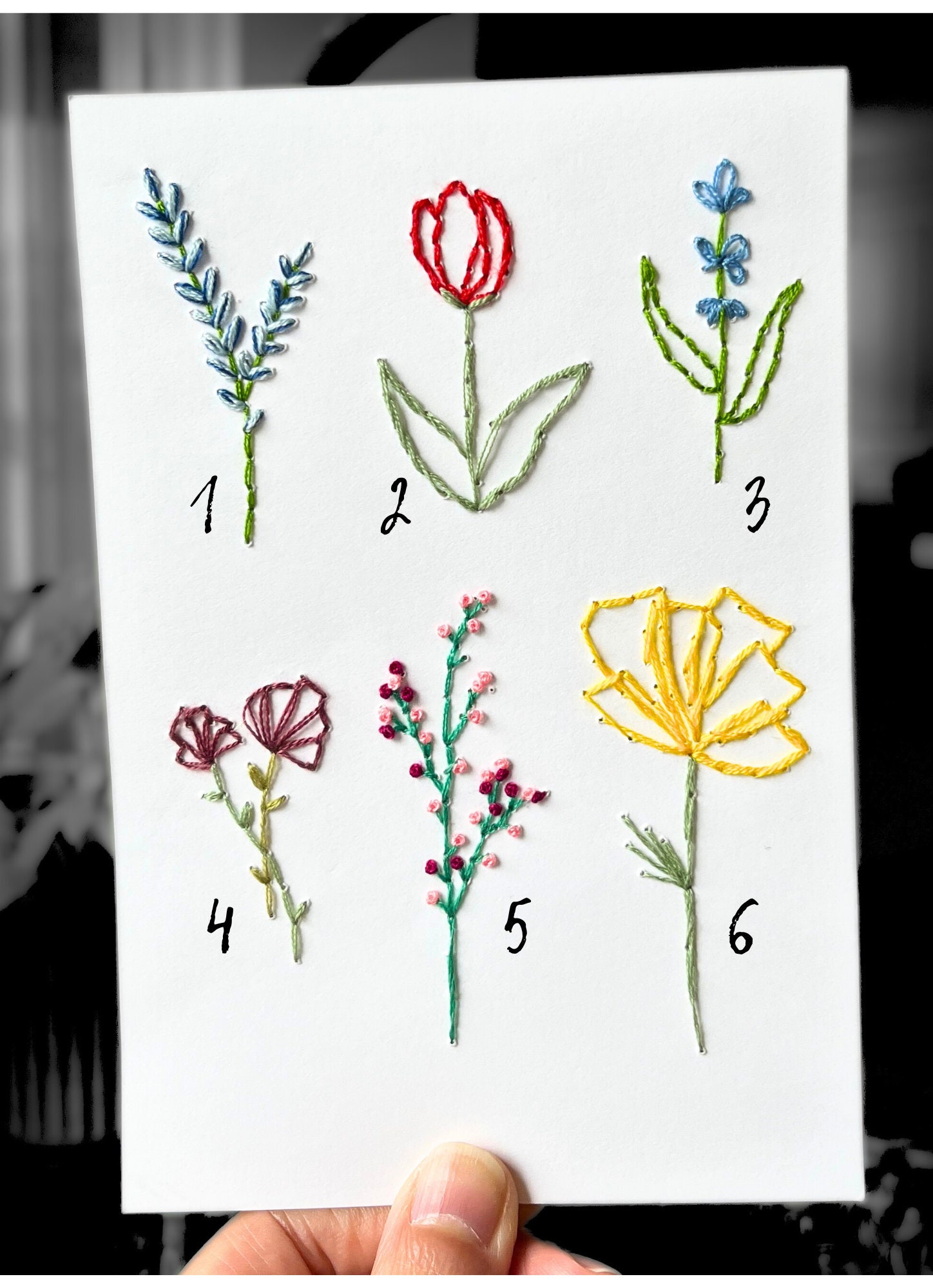 Hand Embroidered Cards: Simple Series - Etsy