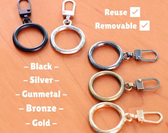 Tirador de cremallera metálico - Tirador de cremallera de anillo circular, reparación de herrajes para tiradores de cremallera, tiradores de cremallera de nailon, repuesto de tiradores de cremallera