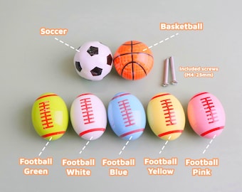 Tiradores de cerámica con diseño de balón deportivo para armario, herrajes para guardería, tiradores de cajón para niños, perillas para habitación infantil.