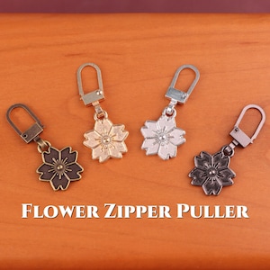 Zipper Pull Replacement｜Flower Zipper Puller｜Metal Cherry Blossom Zipper Pull｜Nylon Zipper Pulls｜Zipper Head Pull-Tab