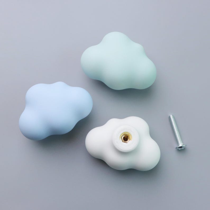 Cloud lade trekt knoppen - keramische knoppen, leuke dressoirknop, kastknoppen trekt, knop voor kinderkamer afbeelding 8