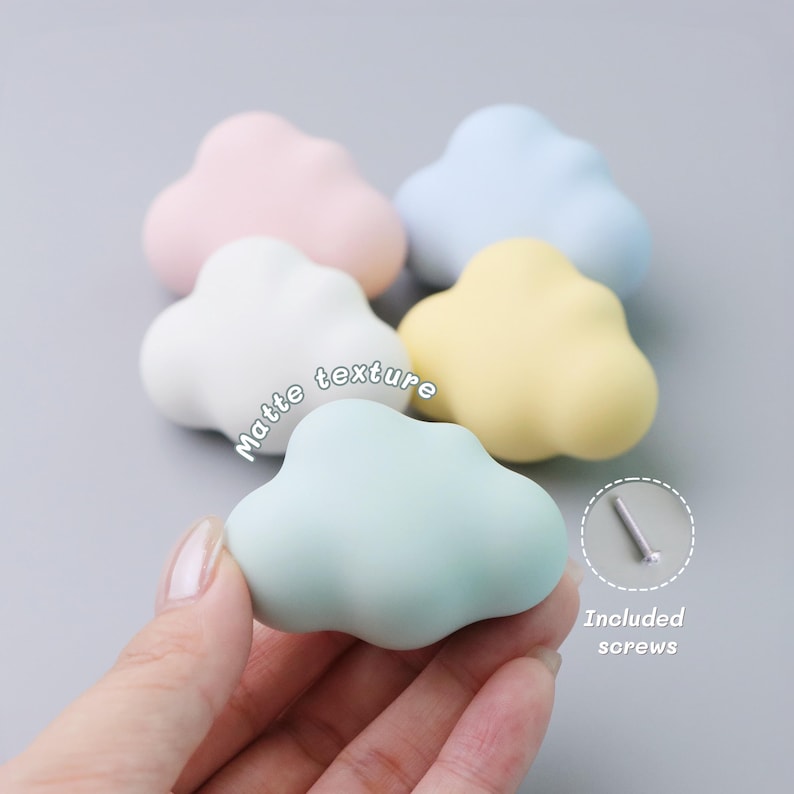 Cloud lade trekt knoppen - keramische knoppen, leuke dressoirknop, kastknoppen trekt, knop voor kinderkamer afbeelding 1