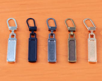 Tirador de cremallera metálico - Tirador de cremallera rectangular, repuesto de tirador de cremallera, tirador deslizante para cremallera, kit de reparación de cremalleras para bolsos