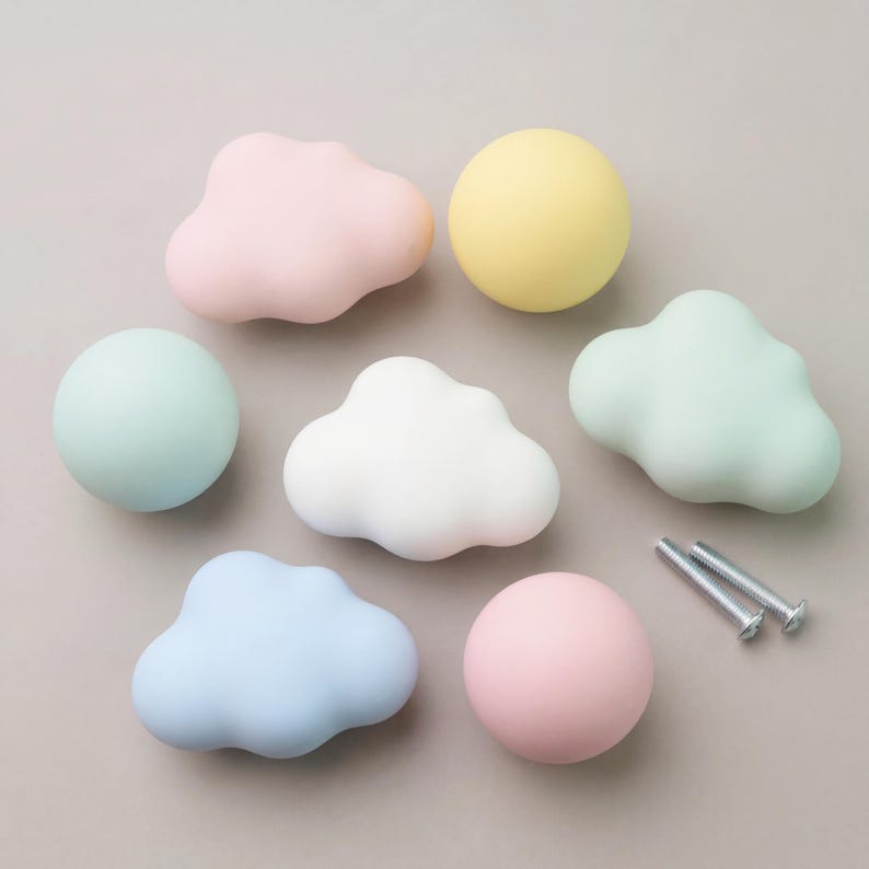 Cloud lade trekt knoppen - keramische knoppen, leuke dressoirknop, kastknoppen trekt, knop voor kinderkamer afbeelding 13