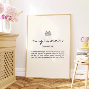 Engineer Meaningful Definition, Digital Print, Profession Printable Wall Art, Work Poster Print, Aesthetic Room Decor