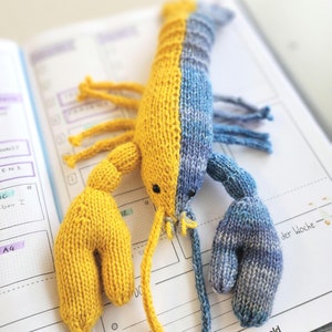 Weighted lobster &quot;Night and Day&quot; -  hand knitted fidget plush for adults