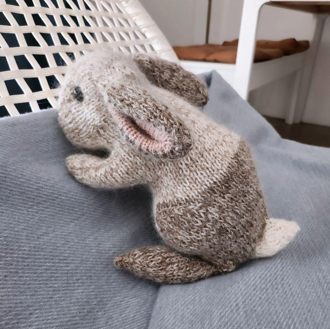 Weighted Holland Lop Bunny Custom Handmade Knitted Plush, Emotional ...