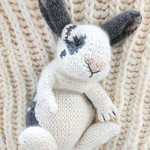 Weighted plush bunny - Holland Lop, Lifesized pet replica, Knitted rabbit plushie, Handmade realistic animal plush, Sensory toy for adults