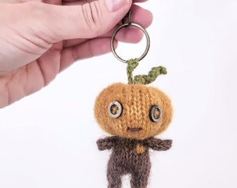 Pumpkin Head doll keychain - Weighted Halloween charm