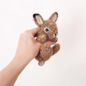 Weighted plush Bunny Replica - Knitted Baby Rabbit, Realistic lifesized newborn bunny, Handmade pet artdoll, Pet keepsake