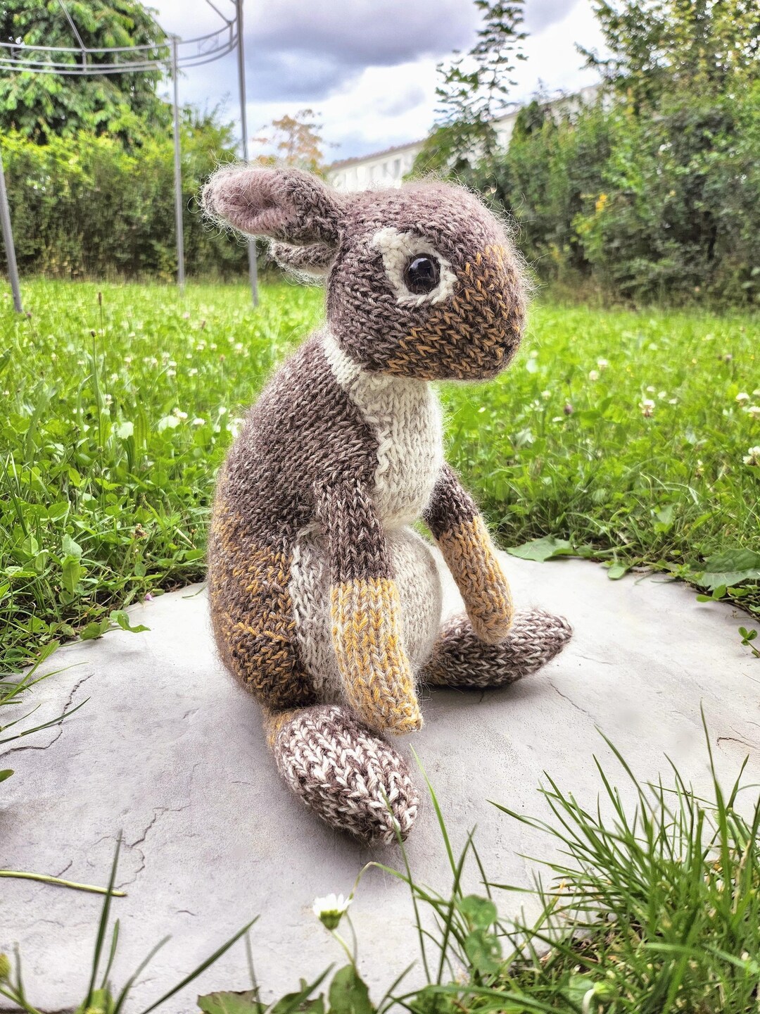Weighted Plush Rabbit - Wild Rabbit, Handmade Knitted Bunny, Realistic ...