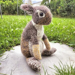 Weighted plush Wild Rabbit - Handmade knitted bunny, Realistic animal plush, Easter Bunny toy, Custom pet replica, Soft sensory toy adult