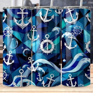 Nautical Anchor Wave 20oz Tumbler Wrap: PNG Files (Digital Download) image 3
