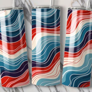 Vibrant Wave Pattern Digital Design for 20oz Straight Tapered Tumblers, Instant Download, Colorful Abstract Art for Sublimation
