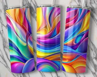 Abstract Colorful Waves Art Print: Modern Home Decor (Digital Download PNG Files for Tumblers)