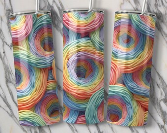 Rainbow Swirl Tumbler Wrap, Pastel Woven Ropes Design (Digital Download)