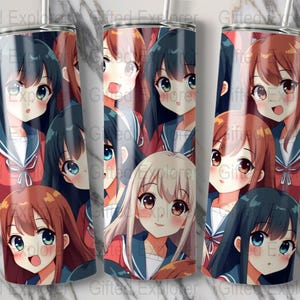 Anime Students Tumbler Design Digital Download 20oz Tumbler Wraps Straight and Tapered Files School Uniform Theme