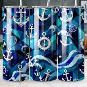 Nautical Anchor Wave 20oz Tumbler Wrap: PNG Files (Digital Download) image 5
