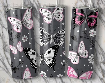 Butterfly Tumbler Wrap: PNG Design for 20oz Tumbler (Digital Download)