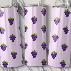 Grape Tumbler PNG, Seamless Pattern, Digital Download, 20oz Tumbler Design, Sublimation Design, Tumbler Wrap, DIY Tumbler
