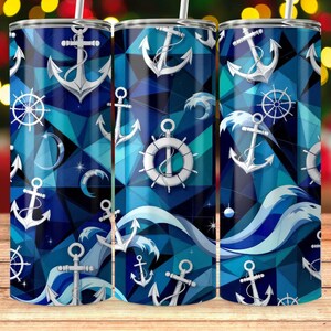 Nautical Anchor Wave 20oz Tumbler Wrap: PNG Files (Digital Download) image 4