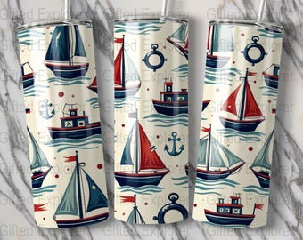 Nautical Sailboat Tumbler Design: Boat & Anchor (Digital Download)
