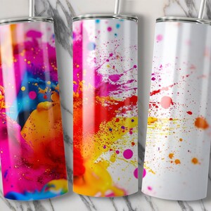 Color Splash Abstract Art for 20oz Tumbler, Vibrant Digital Download, Artistic Tumbler Design PNG, Unique Tumbler Sublimation Design