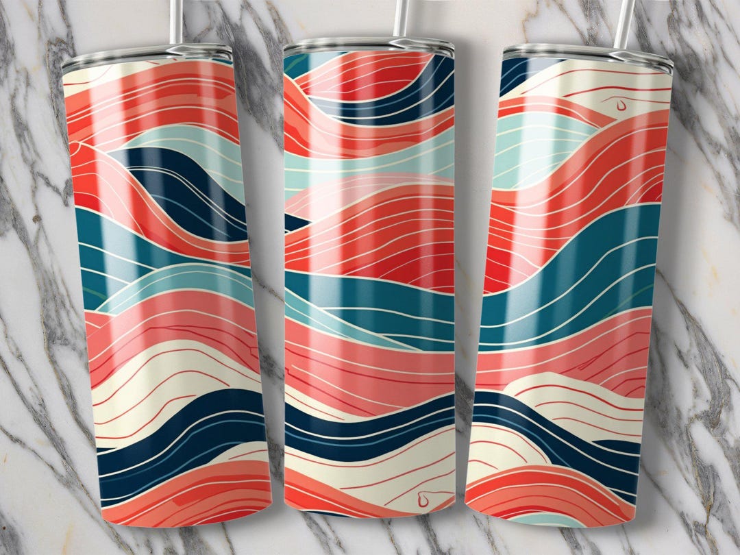 Wave Wraps Abstract Waves Tumbler Wrap: Vibrant 20oz PNG Design (digital Download ...