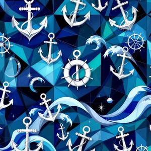 Nautical Anchor Wave 20oz Tumbler Wrap: PNG Files (Digital Download) image 2