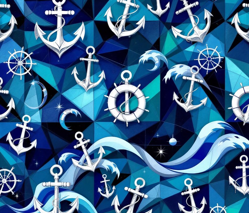 Nautical Anchor Wave 20oz Tumbler Wrap: PNG Files (Digital Download) image 2