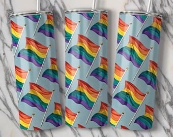 Patrón sin costuras de la bandera arcoíris: Envoltorio para vaso del Mes del Orgullo (Descarga digital de archivos PNG)