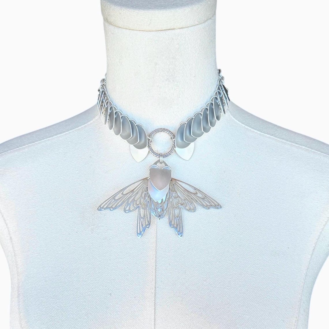Silver Cicada Wing Choker – Handmade Chainmail Scalemail Collar ...