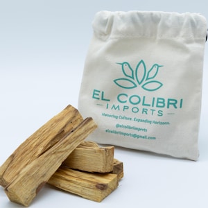 Ethically Sourced Peruvian Palo Santo Incense Sticks, 6 Pack, 6 Sticks per Pack, Reusable Canvas Bag