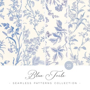 Patrones sin costuras de flores silvestres chinoiserie, patrones florales vintage, papeles digitales chinoiserie, imágenes prediseñadas vintage, patrones vintage sin costuras