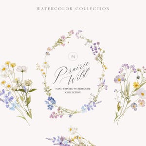 Aquarell Blumen Clipart, Wildblumen Bouquets, Wildblumen Kränze, Wildblumen Elemente, Wiese, Prärieblumen, Hochzeit Clipart